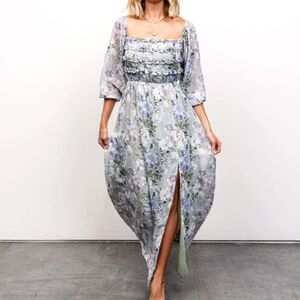 BALTIC BORN women's Size M sage green And Blue Florence Floral Maxi dress NWT